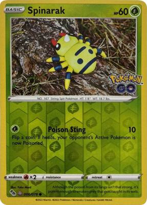 Spinarak (Peelable Ditto) card from Pokemon GO