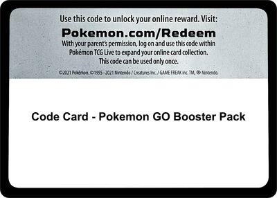 Code Card - Pokemon Go Booster Pack card from Pokemon GO
