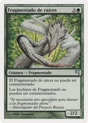 Root Sliver (Spanish) - "Fragmentado de raíces" card from Magic Encyclopedia 2005 (Salvat/Hachette)