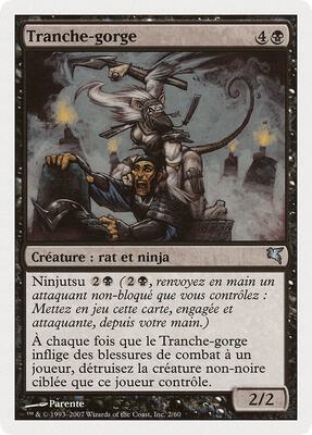 Throat Slitter (French) - "Tranche-gorge" card from Magic Encyclopedia 2005 (Salvat/Hachette)