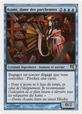 Azami, Lady of Scrolls (French) - "Azami, dame des parchemins" card from Magic Encyclopedia 2005 (Salvat/Hachette)