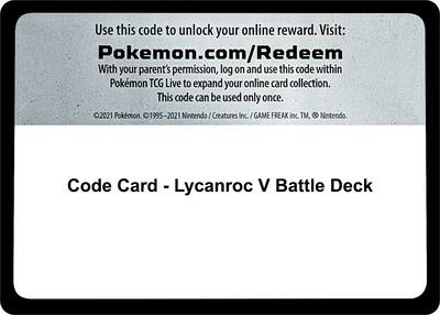 Code Card - Lycanroc V Battle Deck card from Miscellaneous Cards & Products