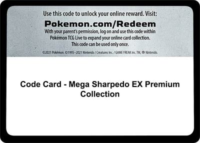 Code Card - Mega Sharpedo EX Premium Collection card from SM Base Set