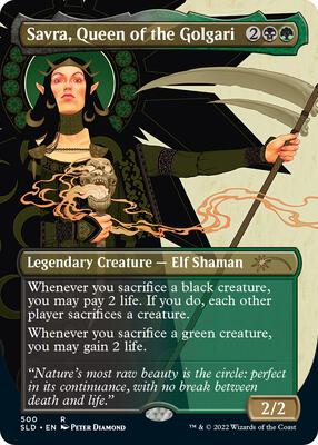 Savra, Queen of the Golgari card from Secret Lair Drop Series