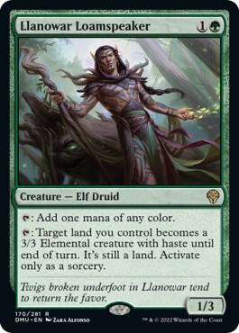 Llanowar Loamspeaker card from Dominaria United