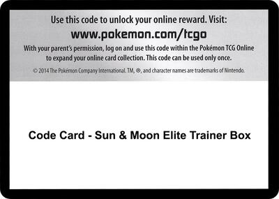 Code Card - Sun & Moon Elite Trainer Box card from SM Base Set