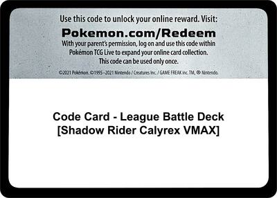 Code Card - League Battle Deck [Shadow Rider Calyrex VMAX] card from Miscellaneous Cards & Products