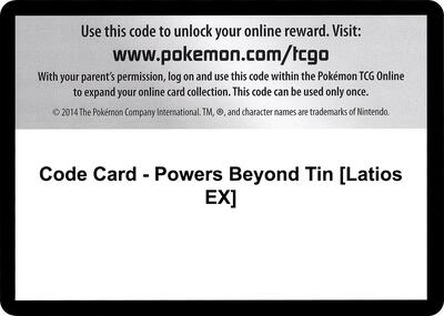 Code Card - Powers Beyond Tin [Latios EX] card from XY - Ancient Origins
