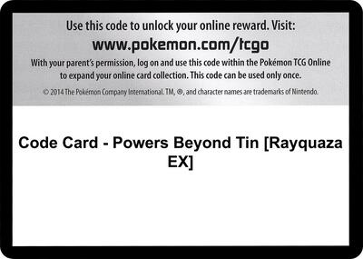 Code Card - Powers Beyond Tin [Rayquaza EX] card from XY - Ancient Origins