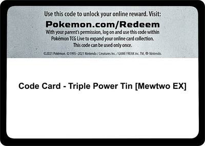 Code Card - Triple Power Tin [Mewtwo EX] card from XY - BREAKpoint