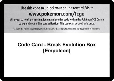 Code Card - Break Evolution Box [Empoleon] card from XY - BREAKthrough