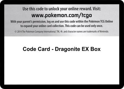 Code Card - Dragonite EX Box card from XY - Evolutions