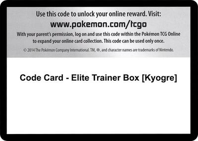Code Card - Elite Trainer Box [Kyogre] card from XY - Primal Clash