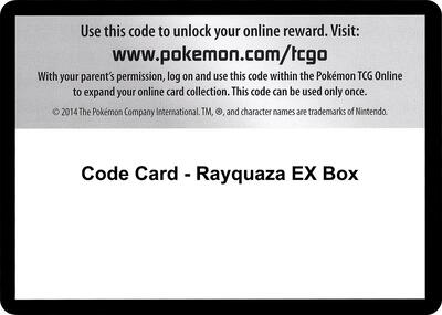 Code Card - Rayquaza EX Box card from XY - Roaring Skies