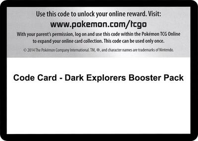 Code Card - Dark Explorers Booster Pack card from Dark Explorers