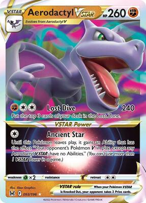 Aerodactyl VSTAR card from SWSH11: Lost Origin