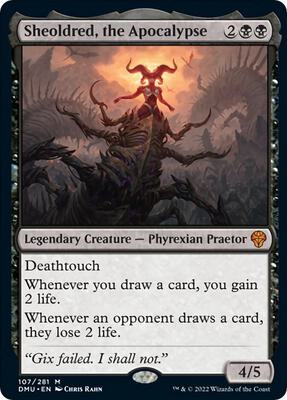 Sheoldred, the Apocalypse card from Dominaria United