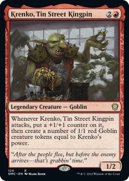 Krenko, Tin Street Kingpin card from Commander: Dominaria United