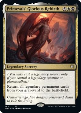 Primevals' Glorious Rebirth card from Commander: Dominaria United