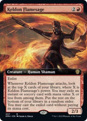 Keldon Flamesage (Extended Art) card from Dominaria United
