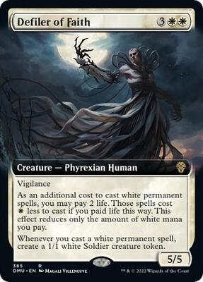 Defiler of Faith (Extended Art) card from Dominaria United