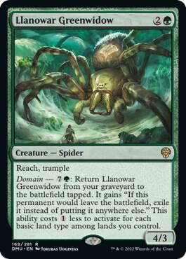 Llanowar Greenwidow card from Dominaria United