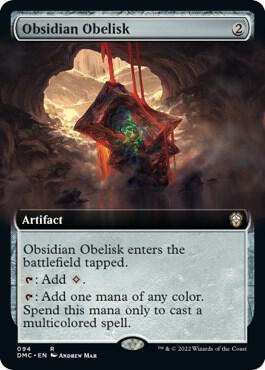 Obsidian Obelisk (Extended Art) card from Commander: Dominaria United