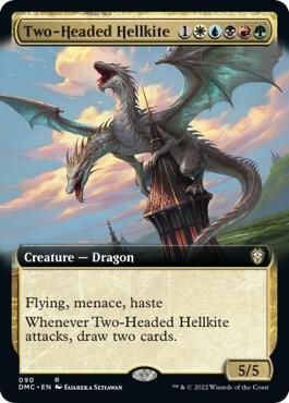 Two-Headed Hellkite (Extended Art) card from Commander: Dominaria United