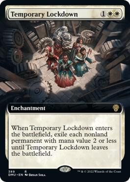 Temporary Lockdown (Extended Art) card from Dominaria United