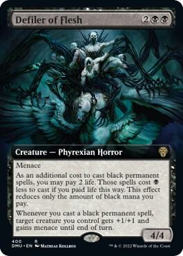 Defiler of Flesh (Extended Art) card from Dominaria United