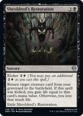 Sheoldred's Restoration card from Dominaria United
