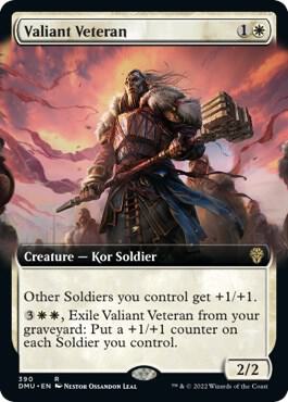 Valiant Veteran (Extended Art) card from Dominaria United
