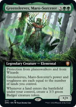 Greensleeves, Maro-Sorcerer (Extended Art) card from Commander: Dominaria United