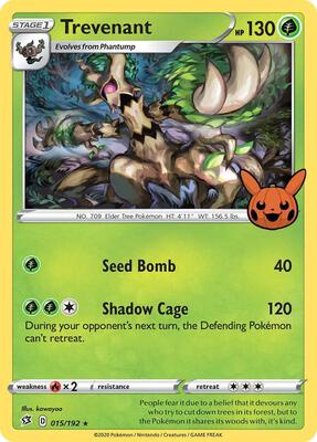 Trevenant card from Trick or Trade BOOster Bundle