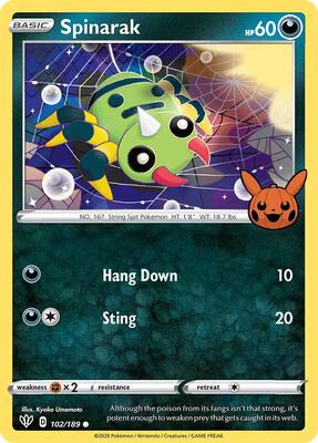 Spinarak card from Trick or Trade BOOster Bundle