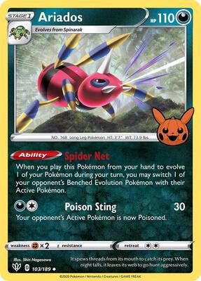 Ariados card from Trick or Trade BOOster Bundle