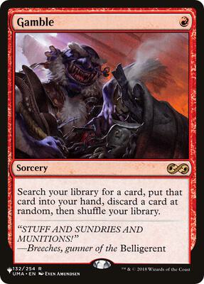 Gamble card from The List Reprints