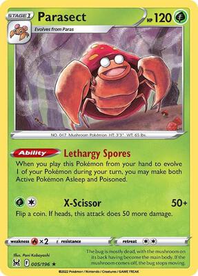 Parasect card from SWSH11: Lost Origin