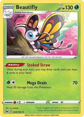 Beautifly card from SWSH11: Lost Origin