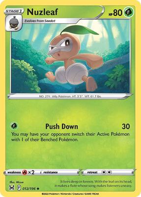 Nuzleaf card from SWSH11: Lost Origin