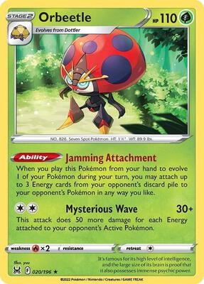 Orbeetle card from SWSH11: Lost Origin