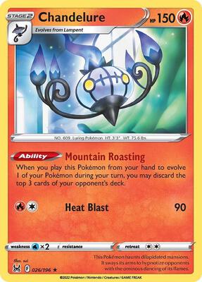 Chandelure card from SWSH11: Lost Origin
