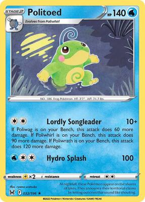 Politoed card from SWSH11: Lost Origin