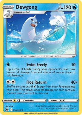 Dewgong card from SWSH11: Lost Origin