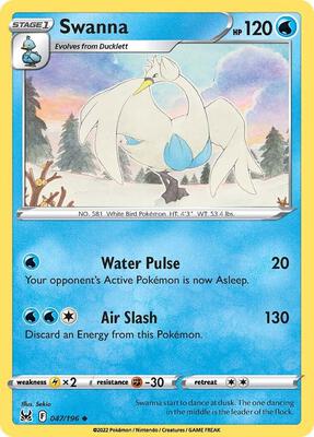 Swanna card from SWSH11: Lost Origin