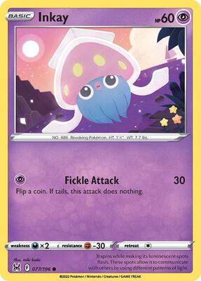 Inkay (077) card from SWSH11: Lost Origin