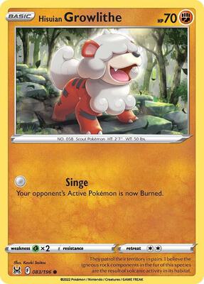 Hisuian Growlithe card from SWSH11: Lost Origin