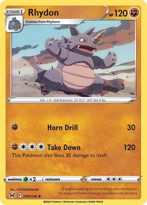 Rhydon card from SWSH11: Lost Origin