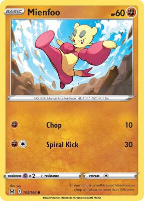 Mienfoo card from SWSH11: Lost Origin