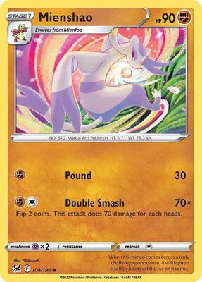 Mienshao card from SWSH11: Lost Origin